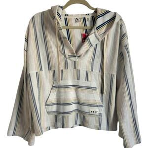 Roxy Salty Wahine Striped Pullover Sweater, Hooded Size Small NWT